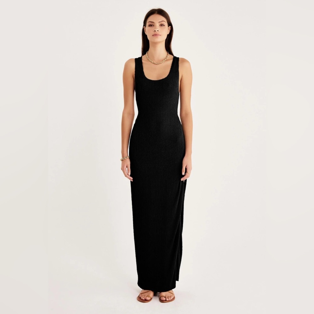 NWT Rumer Rosa Rib Maxi Cut Out Dress Black  Sz XS $289‎